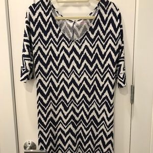 Lilly Pulitzer Chevron V-Neck T-Shirt Dress, Navy